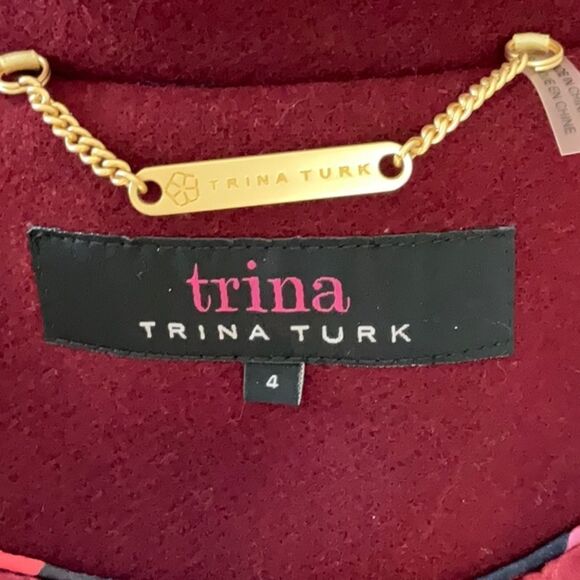 TRINA TURK NWT WOMENS HOPE BUTTON WOOL BLEND COAT JACKET OXBLOOD COLOR SIZE 4 - Picture 7 of 7